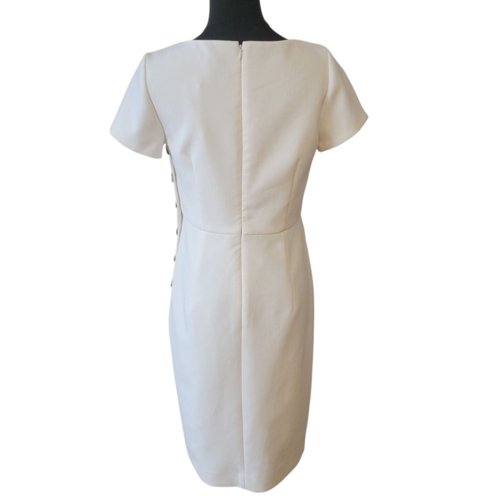 NWT Ann‎ Taylor Ivory Short Sleeve Sheath Dress Size 4 Petite - Picture 5 of 6
